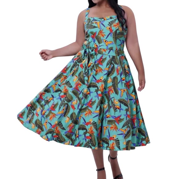 Miss Lulo Parrot Tropical Print Sleeveless Dress Size 1x - Picture 1 of 1